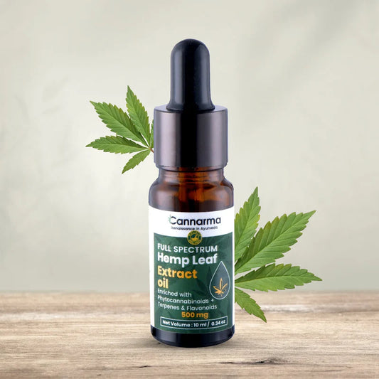 Cannarma Full Spectrum Hemp Extract Oil (500mg) with phytocannabinoids, terpenes & flavonoids.