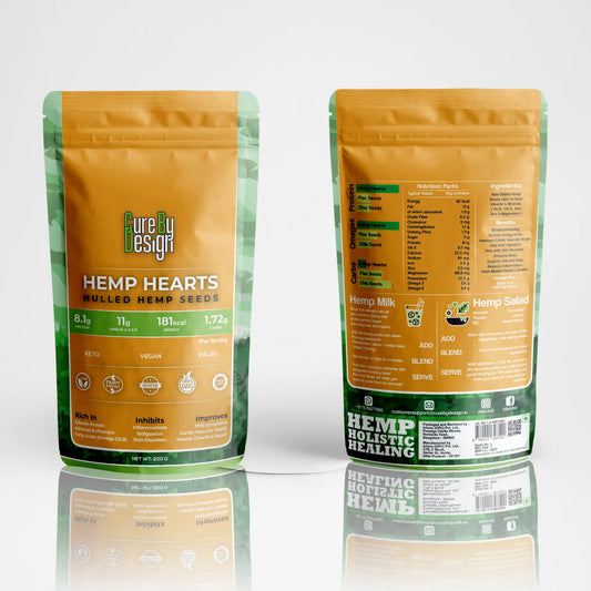 Two packages of Hemp Hearts on a white background