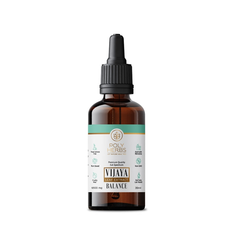 Bottle of Poly Herbs Vijaaya Herb Extract on a white background
