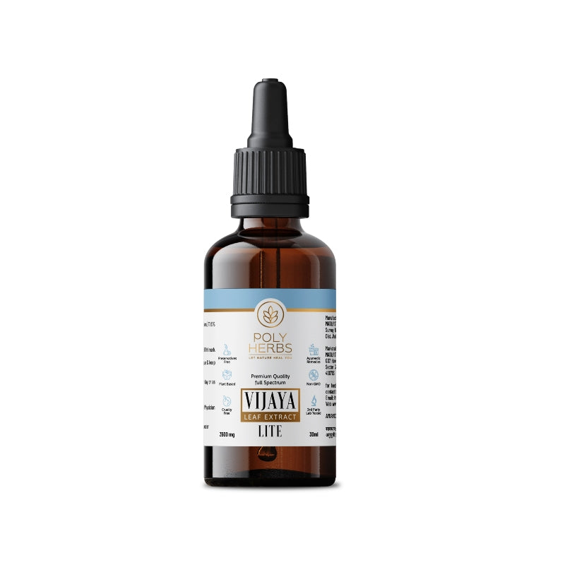 Bottle of VIJAYA extract on a white background