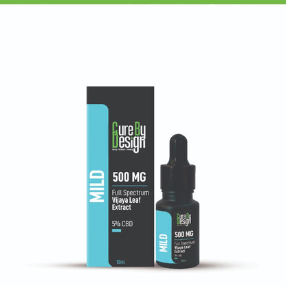 Cure By Design CBD product packaging with bottle and box on a white background