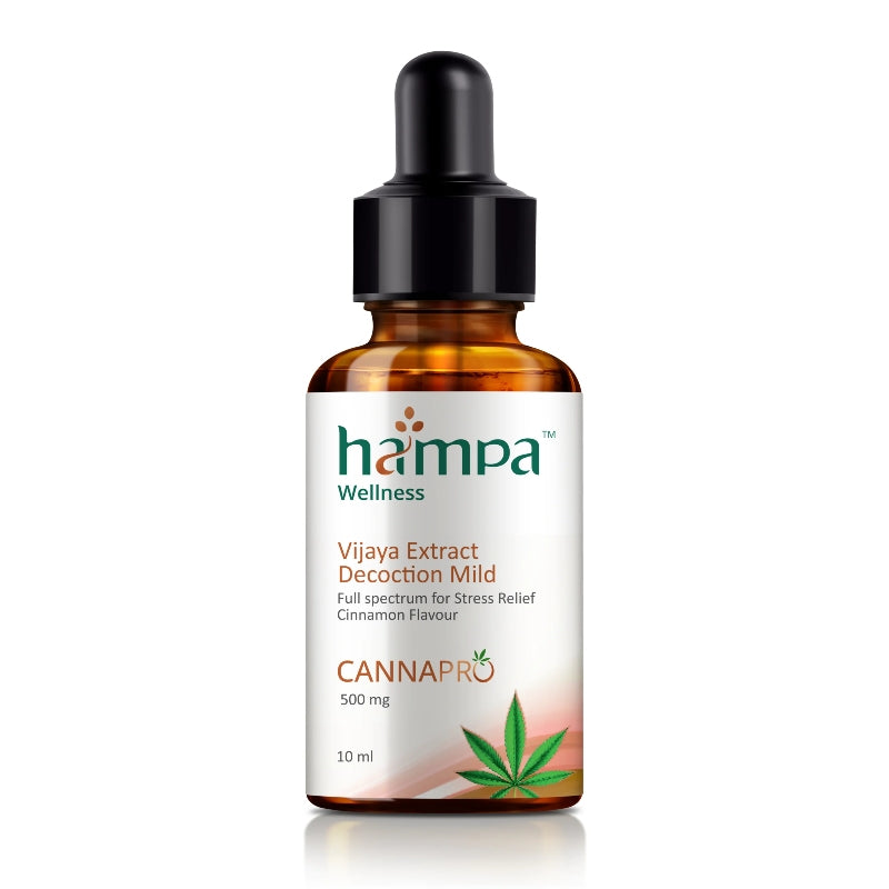 Hampa Wellness CBD oil dropper bottle on a white background