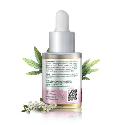Bottle with dropper and cannabis leaves on a white background