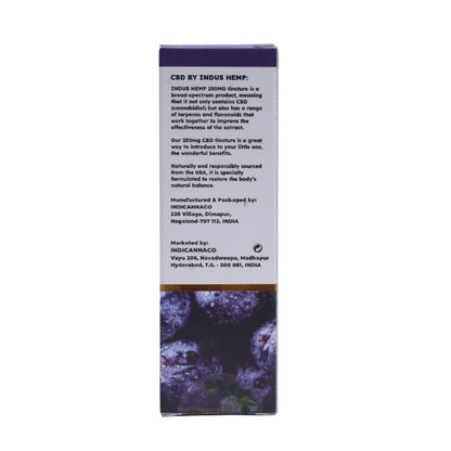 CBD product packaging with text and branding on a white background