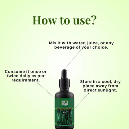 Bottle with dropper labeled 'Purely Design' on a light green background with usage instructions.