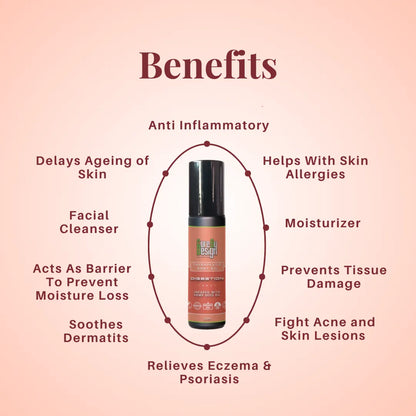 Cure By Design: Therapeutic Healing Roll-on - Digestion Product bottle with listed benefits on a pink background