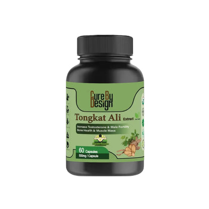 Tongkat Ali supplement bottle with green label on a white background
