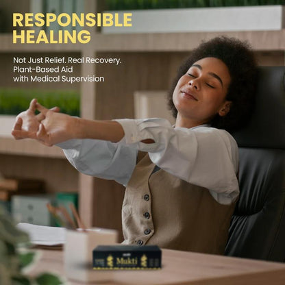Person sitting in a chair with 'Responsible Healing' text overlay