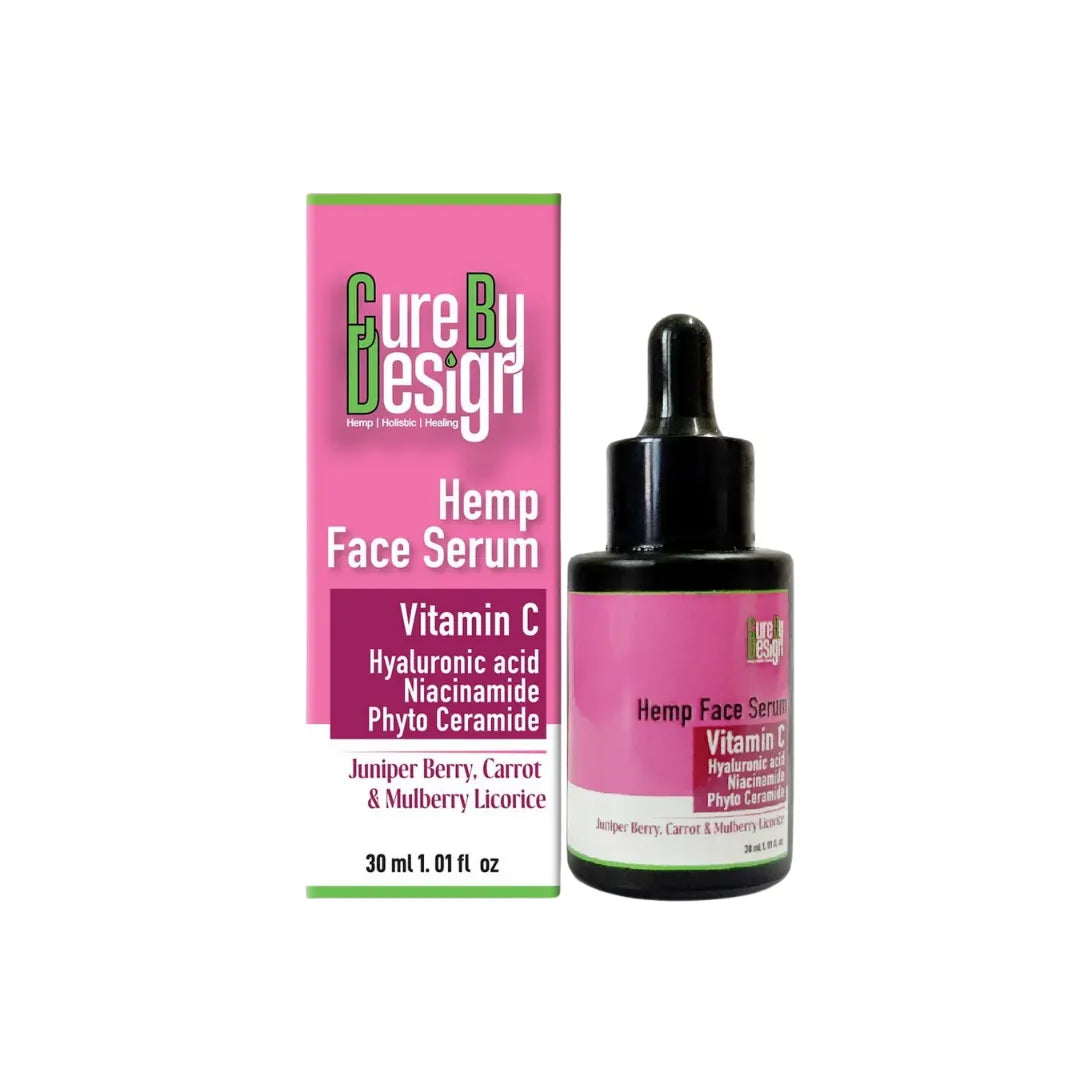 Hemp face serum with packaging on a white background
