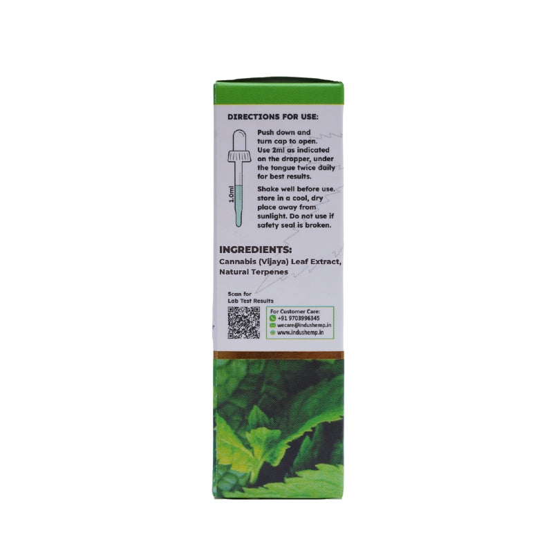Cannabis leaf extract bottle with label on a white background