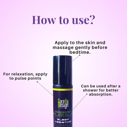 Therapeutic Healing Roll-on - Sleep Assisting bottle with usage instructions on a purple background