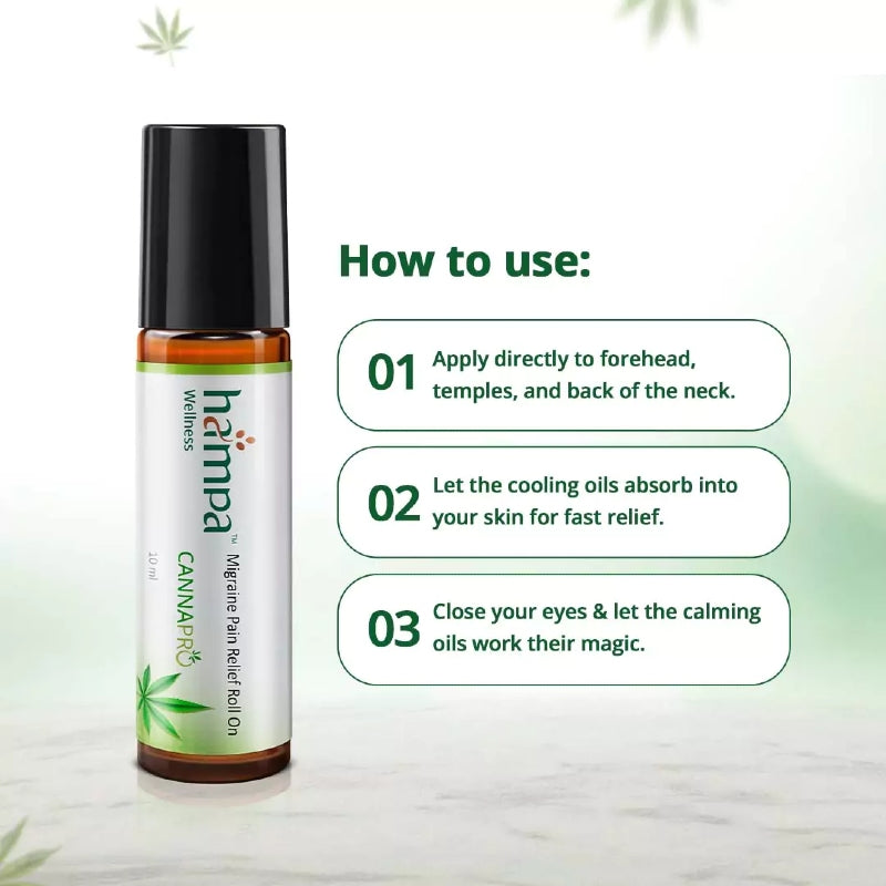 Hemp Wellness Cannabis roll-on bottle with usage instructions on a light background