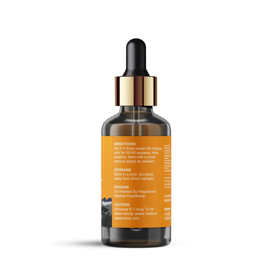 Amber bottle of "hebe wellness" CBD Oil with a black dropper and orange label.

